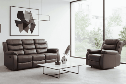Lando Recliner Brown Leather 3 + 1 Seater Sofa Set