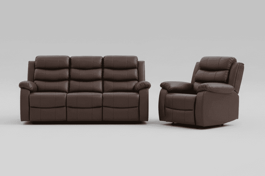 Lando Recliner Brown Leather 3 + 1 Seater Sofa Set