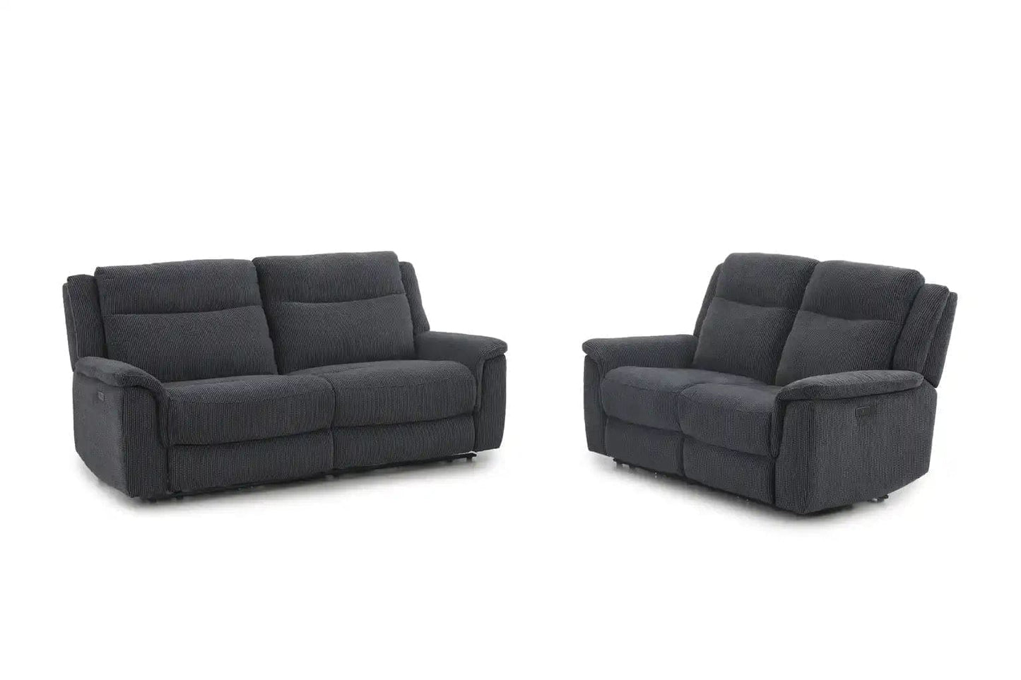 (Back In Stock May 1st) "Tamla" Charcoal Grey Fabric Electric Recliner Sofa Range Complete With USB/C Charging Ports