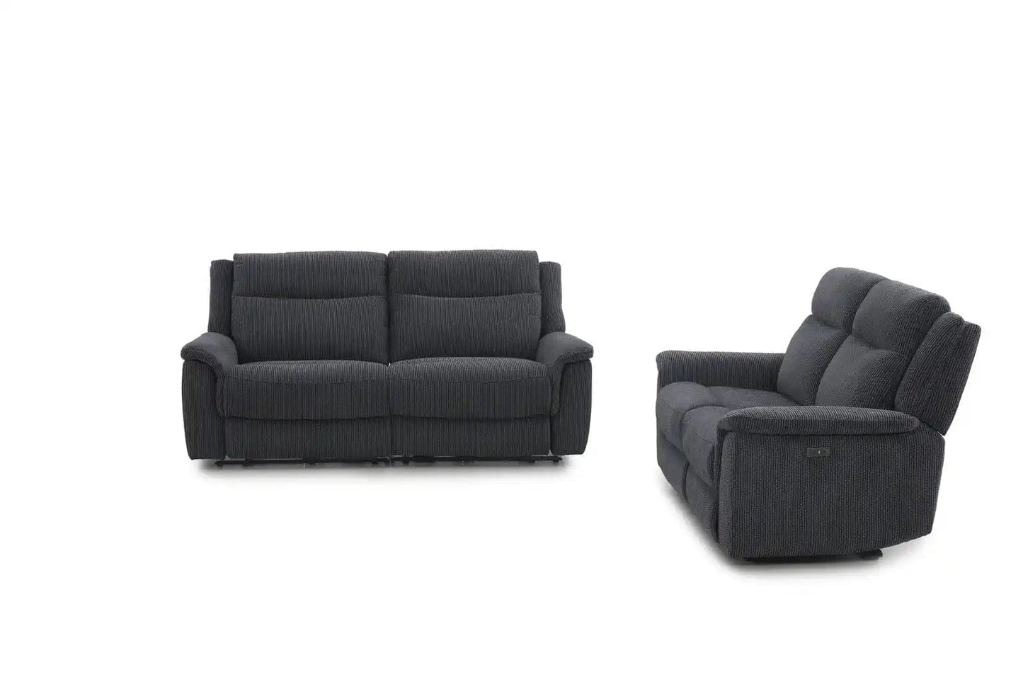 (Back In Stock May 1st) "Tamla" Charcoal Grey Fabric Electric Recliner Sofa Range Complete With USB/C Charging Ports