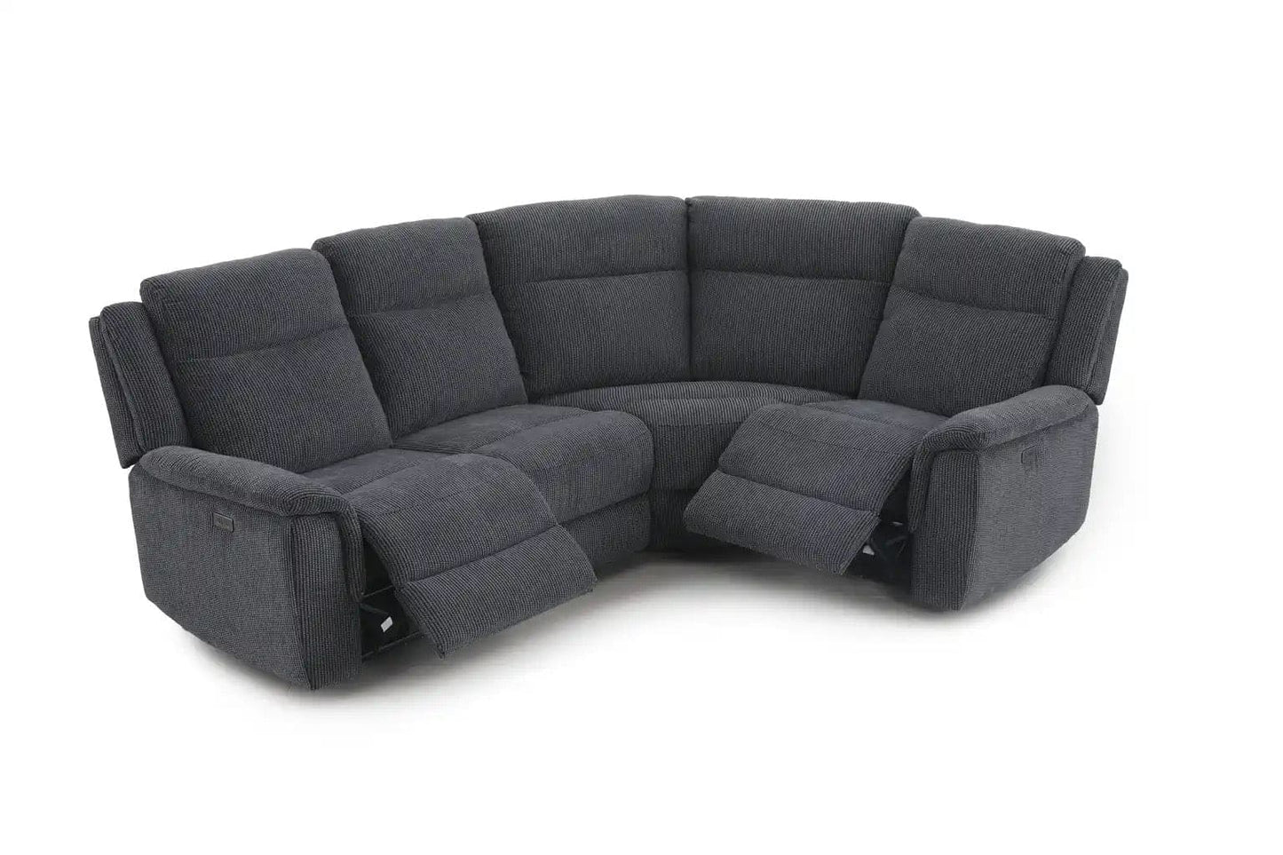 (Back In Stock May 1st) "Tamla" Charcoal Grey Fabric Electric Recliner Corner Sofa With Drinks Console - Fully Sectional & Complete With USB/C Charging Ports