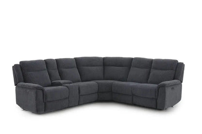 (Back In Stock May 1st) "Tamla" Charcoal Grey Fabric Electric Recliner Corner Sofa With Drinks Console - Fully Sectional & Complete With USB/C Charging Ports