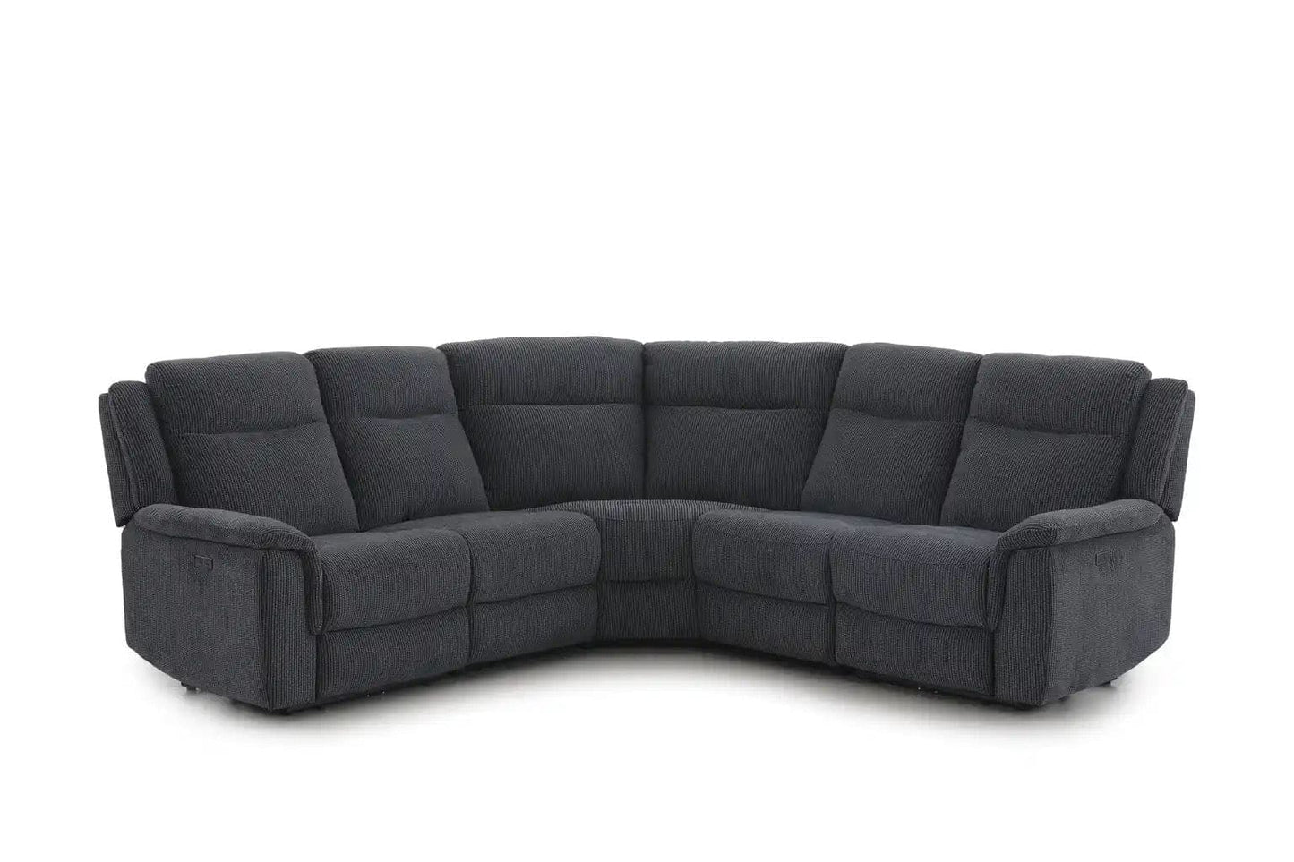 (Back In Stock May 1st) "Tamla" Charcoal Grey Fabric Electric Recliner Corner Sofa With Drinks Console - Fully Sectional & Complete With USB/C Charging Ports