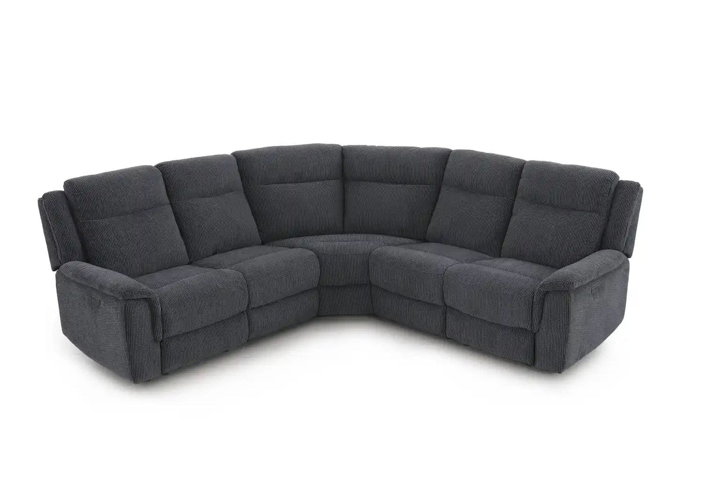 (Back In Stock May 1st) "Tamla" Charcoal Grey Fabric Electric Recliner Corner Sofa With Drinks Console - Fully Sectional & Complete With USB/C Charging Ports