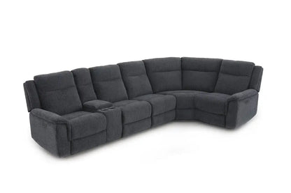 (Back In Stock May 1st) "Tamla" Charcoal Grey Fabric Electric Recliner Corner Sofa With Drinks Console - Fully Sectional & Complete With USB/C Charging Ports