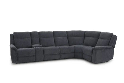 (Back In Stock May 1st) "Tamla" Charcoal Grey Fabric Electric Recliner Corner Sofa With Drinks Console - Fully Sectional & Complete With USB/C Charging Ports