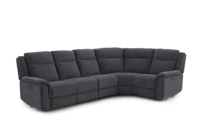 (Back In Stock May 1st) "Tamla" Charcoal Grey Fabric Electric Recliner Corner Sofa With Drinks Console - Fully Sectional & Complete With USB/C Charging Ports