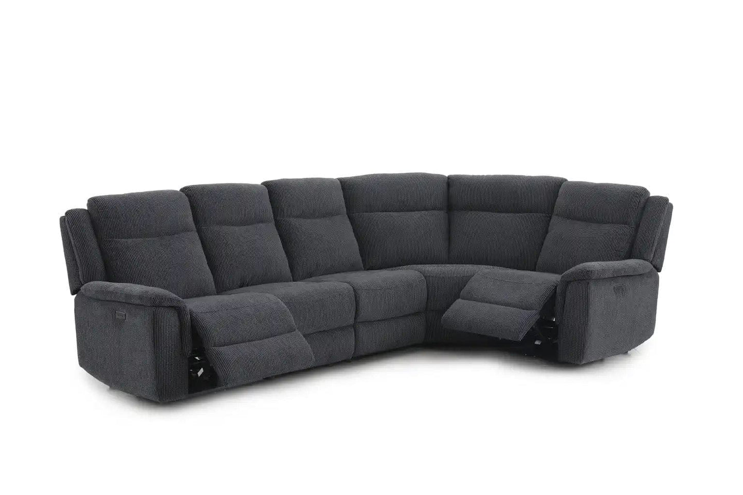 (Back In Stock May 1st) "Tamla" Charcoal Grey Fabric Electric Recliner Corner Sofa With Drinks Console - Fully Sectional & Complete With USB/C Charging Ports