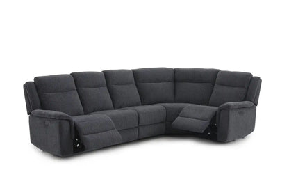 (Back In Stock May 1st) "Tamla" Charcoal Grey Fabric Electric Recliner Corner Sofa With Drinks Console - Fully Sectional & Complete With USB/C Charging Ports