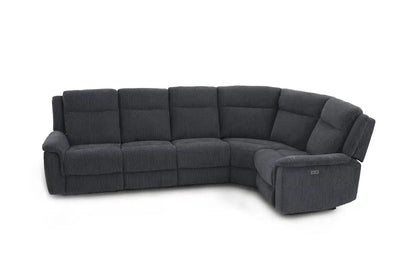 (Back In Stock May 1st) "Tamla" Charcoal Grey Fabric Electric Recliner Corner Sofa With Drinks Console - Fully Sectional & Complete With USB/C Charging Ports