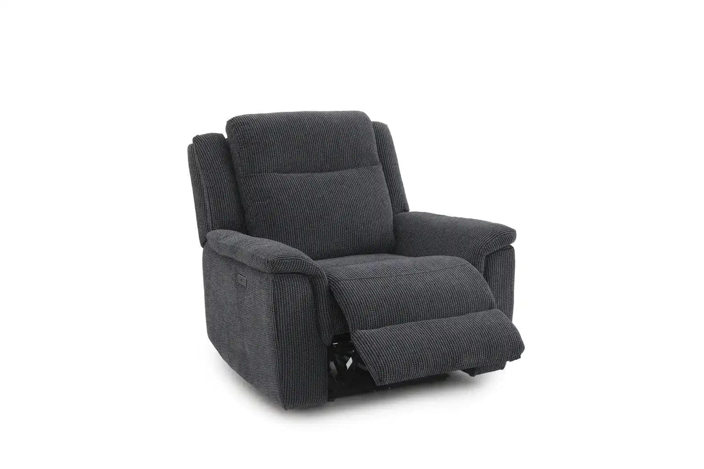 (PRE ORDER DISCOUNT! Back In Stock May 1st) "Tamla" Charcoal Grey Fabric Electric Recliner 3 Seater, 2 Seater & Armchair Sofa Set Complete With USB/C Charging Ports