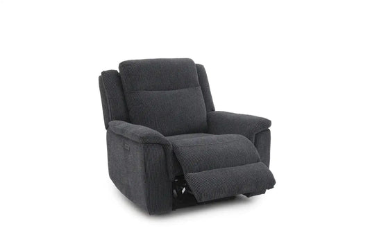 (Back In Stock May 1st) "Tamla" Charcoal Grey Fabric Electric Recliner Armchair / 1 Seater Sofa Range Complete With USB/C Charging Ports