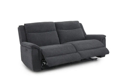 (Back In Stock May 1st) "Tamla" Charcoal Grey Fabric Electric Recliner 3 Seater Sofa Complete With USB/C Charging Ports