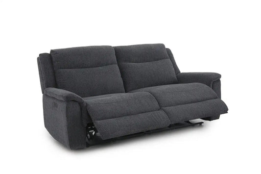 (Back In Stock May 1st) "Tamla" Charcoal Grey Fabric Electric Recliner 3 Seater Sofa Complete With USB/C Charging Ports