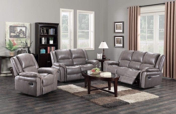 Antonio Grey Leather 3 + 2 + 1 Seater Sofa Set Sofas