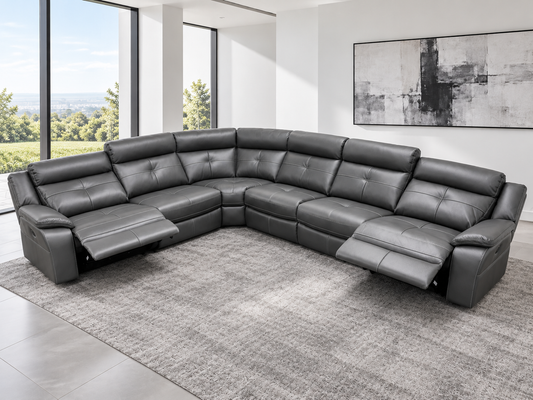 Reversible Large Parker Electric Recliner Grey Milano Leather Fully Modular / Sectional Corner Sofa