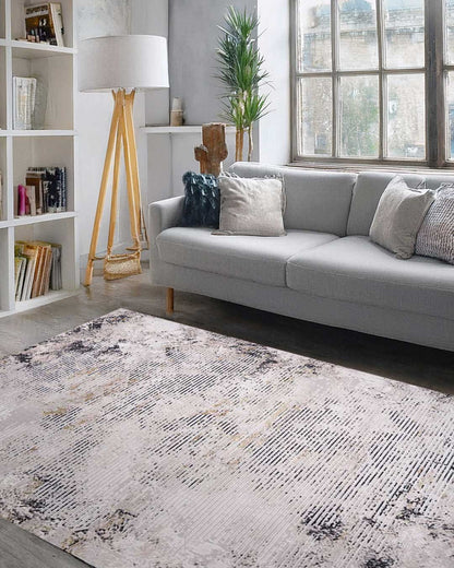 Ruby Weathered Lines Beige & Gold Rug