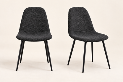 (Pre Order Deal, Arriving December 15th) Yukon Dining Chairs In Charcoal Grey Fleck Fabric
