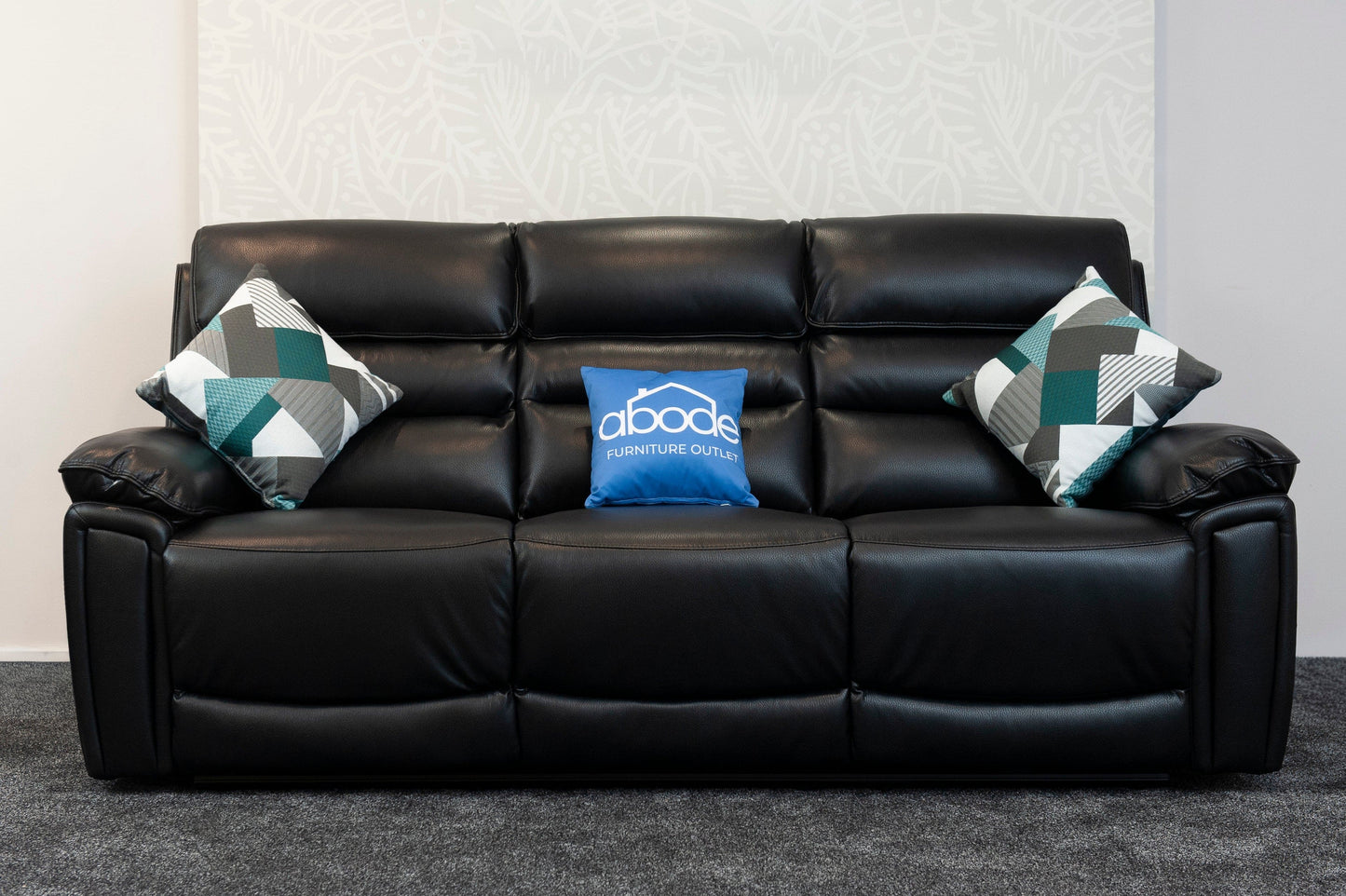 Donald Black Leather Electric / Power Reclining Sofa Range Suite Set With USB Charging Ports & Drop Down Tray Table