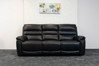 Donald Black Leather Electric / Power Reclining Sofa Range Suite Set With USB Charging Ports & Drop Down Tray Table