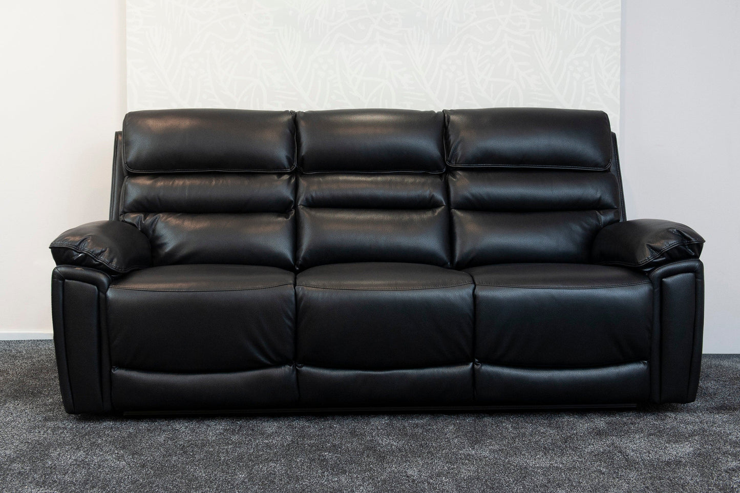 Donald Black Leather Electric / Power Reclining Sofa Range Suite Set With USB Charging Ports & Drop Down Tray Table