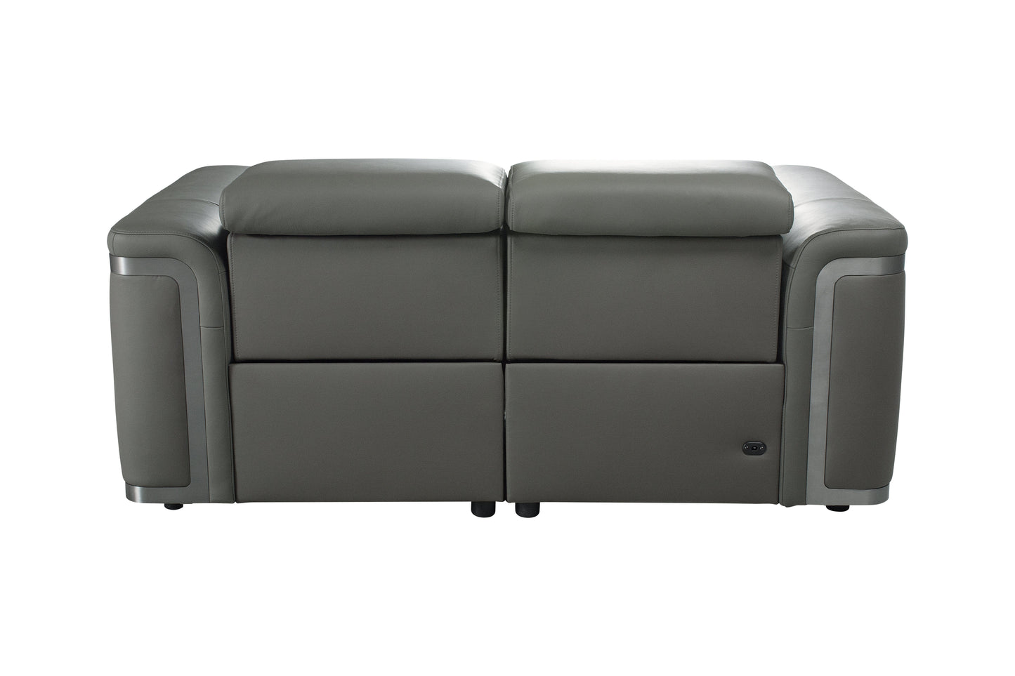 Plaza Top Grain Grey Leather Power Recliner 2 Seater Sofa Range with Adjustable Headrests