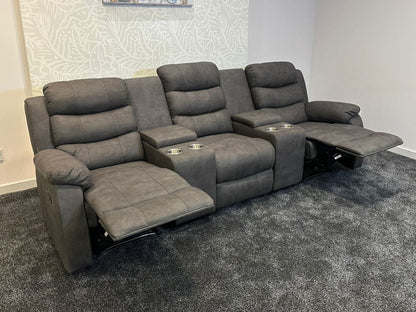 Willow Recliner Grey Leather 3 Seater + 2 Console Sofa