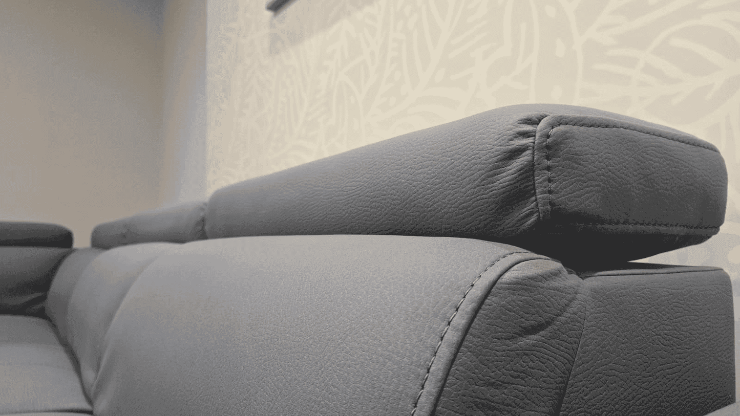 SOFA BED Sophia Grey Fabric LHF Corner Sofa Bed With Storage Footstool