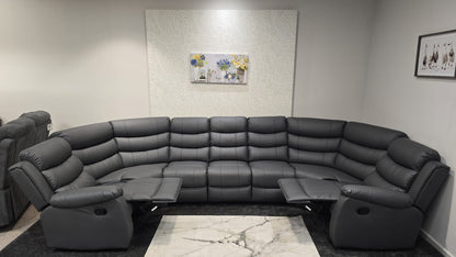 Lando U Shape Recliner Corner Sofa 7 Seater with Fold Down Tray Table