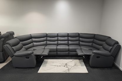 Lando U Shape Recliner Corner Sofa 7 Seater with Fold Down Tray Table