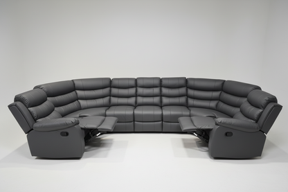 Lando U Shape Recliner Corner Sofa 7 Seater with Fold Down Tray Table