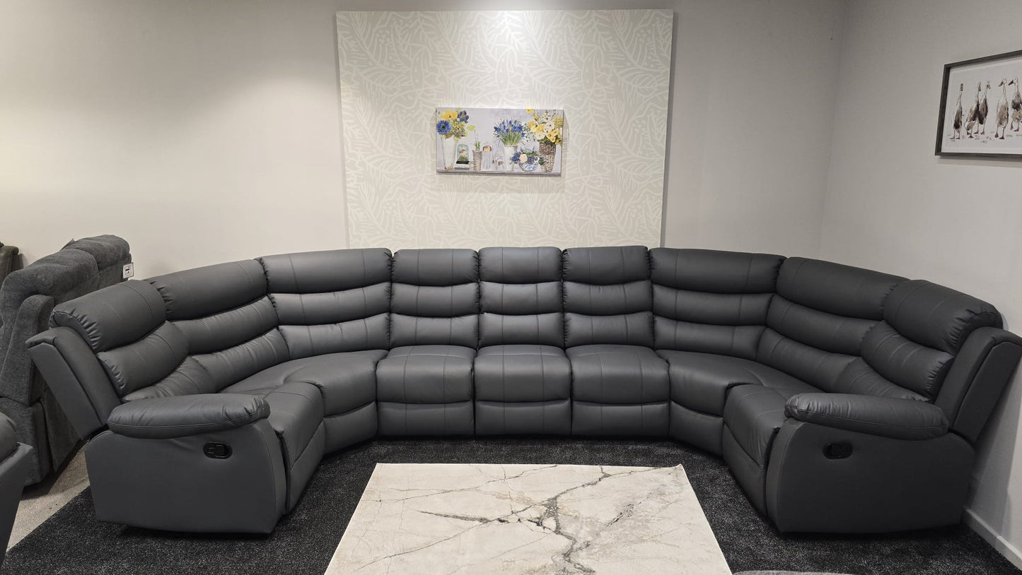 Lando U Shape Recliner Corner Sofa 7 Seater with Fold Down Tray Table