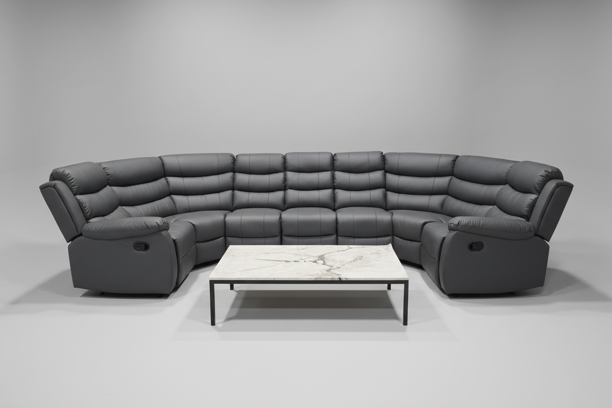 Lando U Shape Recliner Corner Sofa 7 Seater with Fold Down Tray Table