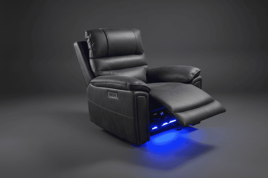 (Pre Order Now, Stock Arrives 15th August)  Donald Cinema Armchair / 1 Seater Sofa | Power Adjustable Headrests | Express Easy Clean Smart Tech Grey Fabric Power Recliner Sofa | Couch |