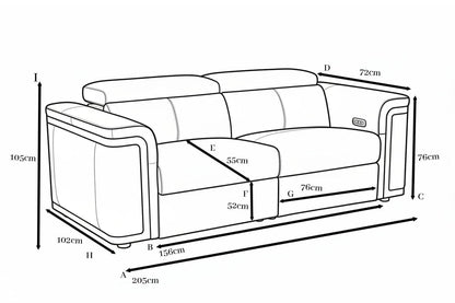 Plaza Top Grain Grey Leather Power Recliner Sofa Range with Adjustable Headrests