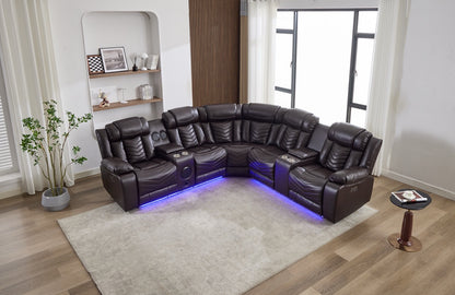 (Pre Order Promo Deal!) Zeus Large Grey, Black Or Brown Leather 2C2CC Corner Cinema Sofa With Quilted Reinforced Leather Seat & Backrest | Online Only