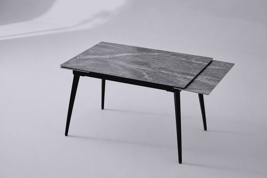(Pre Order Deal, Arriving December 15th) "Regis" 120cm-180cm Ceramic Extending Dining Table With Metal Black Legs