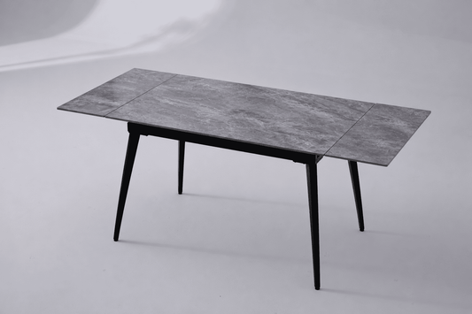(Pre Order Deal, Arriving December 15th) "Regis" 120cm-180cm Ceramic Extending Dining Table With Metal Black Legs
