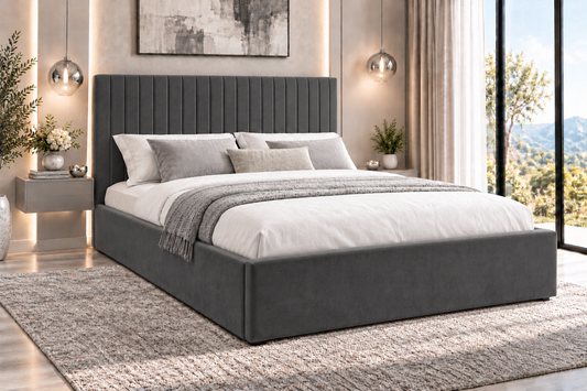 "Juliano" Grey Ottoman Storage Bed - Frame Only - 2 Sizes Available