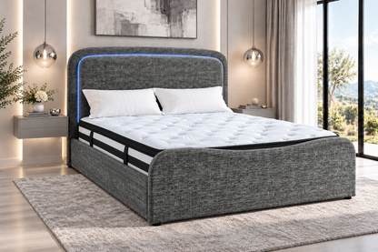 (Pre Order Deal, Back In Stock December 15th) "Harriet" Grey Ottoman Storage Bed Frame + Mattress Package