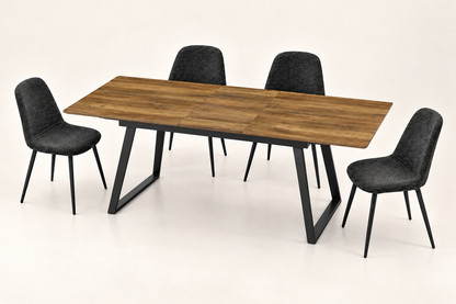 (Pre Order Deal, Arriving December 15th) "Shelton" 160cm-200cm Hardwood Extending Dining Table With Metal Black Legs