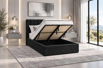 (Pre Order Deal, Back In Stock December 15th) "Jasmine" Charcoal Grey Ottoman Storage Bed Frame - Frame Only