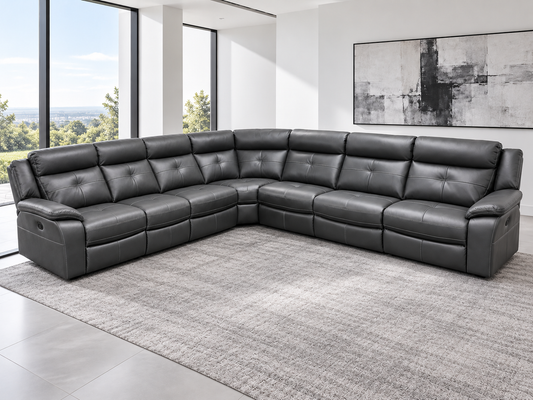 Parker 3c3 Electric Recliner Grey Leather Fully Modular / Sectional Corner Sofa