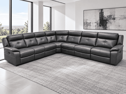 Parker Grey Leather Electric Recliner  Corner Sofa - Thick Leather & USB Charging Ports