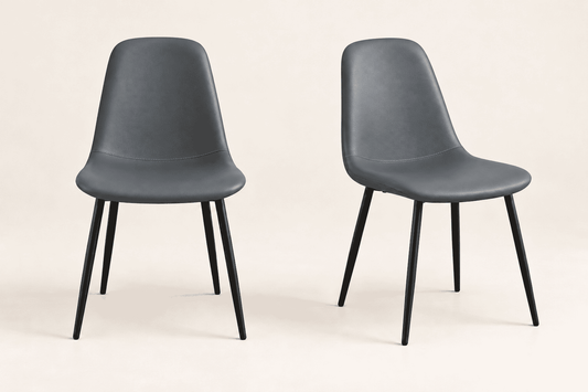 (Pre Order Deal, Arriving December 15th) Yukon Dining Chairs In Elephant Grey Leather