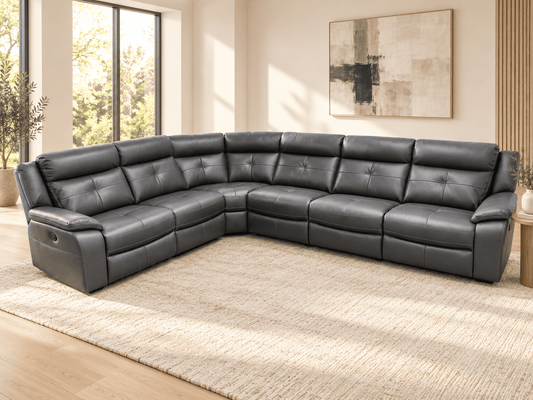 Reversible Large Parker Electric Recliner Grey Milano Leather Fully Modular / Sectional Corner Sofa