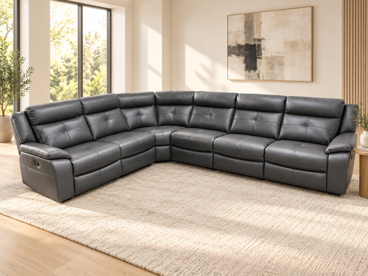Reversible Large Parker Electric Recliner Grey Milano Leather Fully Modular / Sectional Corner Sofa