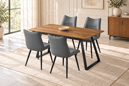 (Pre Order Deal, Arriving December 15th) "Shelton" 160cm-200cm Hardwood Extending Dining Table With Metal Black Legs With Celia Dining Chairs As A Set Of 4 Or 6 Chairs