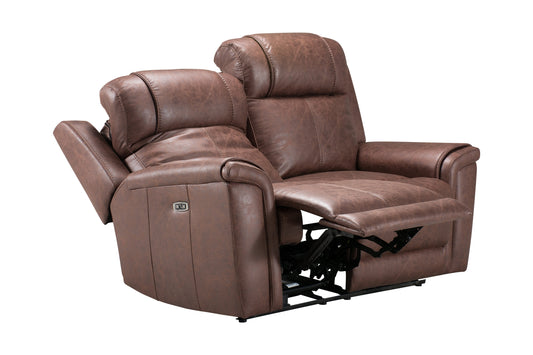Charles Electric / Power Reclining Brown Resilience Fabric 2 Seater Sofa | Power Headrests | USB Charging Plus High Seating & Backrest Position | Couch