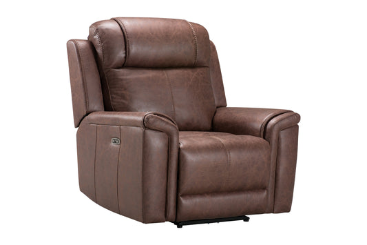 Charles Electric / Power Reclining Brown Resilience Fabric Armchair / 1 Seater Sofa | Power Headrests | USB Charging Plus High Seating & Backrest Position | Couch